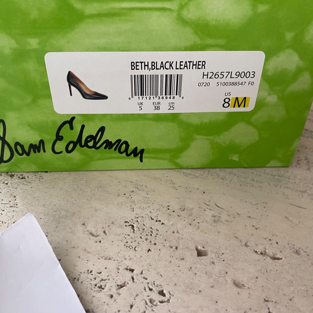 Sam Edelman Beth Black Leather 3.75" Heels 8M Only worn once - Picture 7 of 7